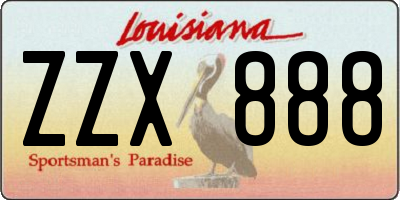 LA license plate ZZX888