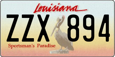 LA license plate ZZX894