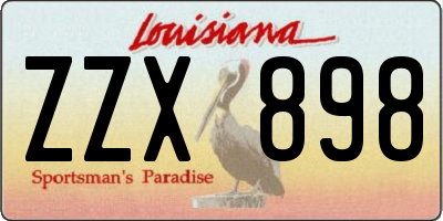 LA license plate ZZX898