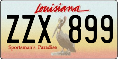 LA license plate ZZX899