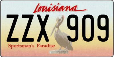 LA license plate ZZX909