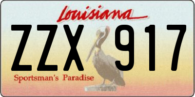 LA license plate ZZX917