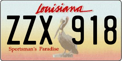 LA license plate ZZX918