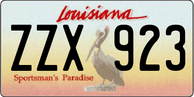 LA license plate ZZX923