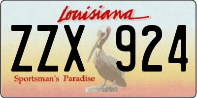 LA license plate ZZX924