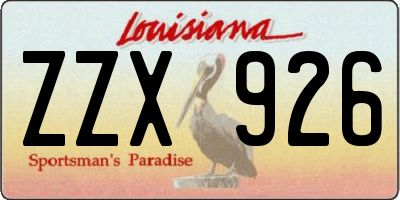 LA license plate ZZX926