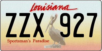 LA license plate ZZX927