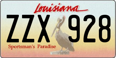 LA license plate ZZX928