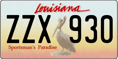 LA license plate ZZX930