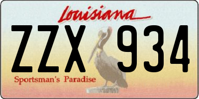 LA license plate ZZX934