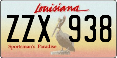 LA license plate ZZX938