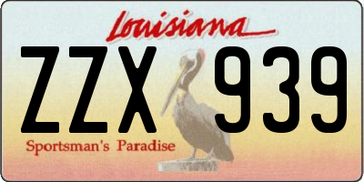 LA license plate ZZX939