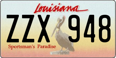 LA license plate ZZX948