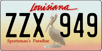 LA license plate ZZX949