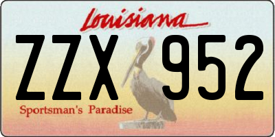 LA license plate ZZX952