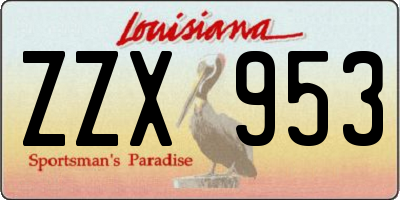 LA license plate ZZX953