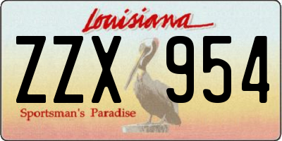 LA license plate ZZX954