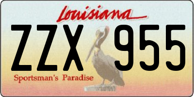 LA license plate ZZX955
