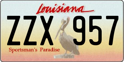 LA license plate ZZX957