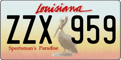 LA license plate ZZX959