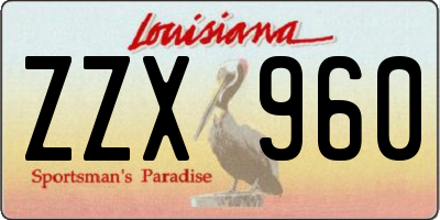 LA license plate ZZX960