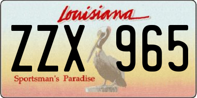 LA license plate ZZX965