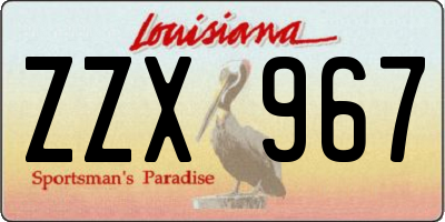 LA license plate ZZX967