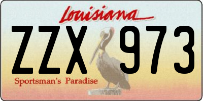 LA license plate ZZX973