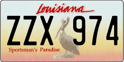 LA license plate ZZX974