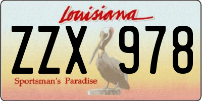 LA license plate ZZX978