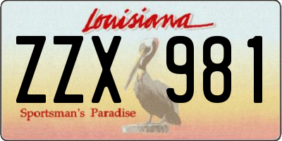 LA license plate ZZX981