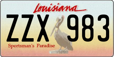 LA license plate ZZX983