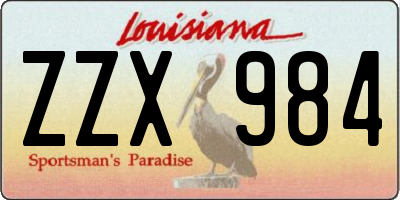 LA license plate ZZX984