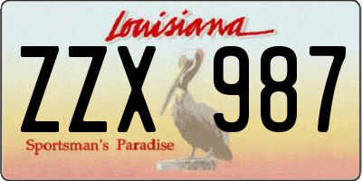 LA license plate ZZX987
