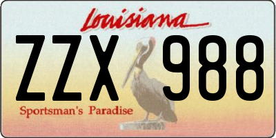 LA license plate ZZX988