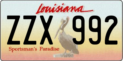 LA license plate ZZX992