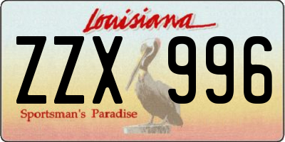 LA license plate ZZX996