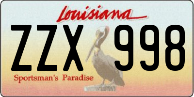 LA license plate ZZX998