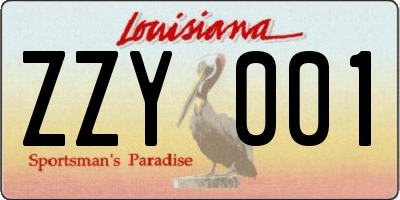 LA license plate ZZY001