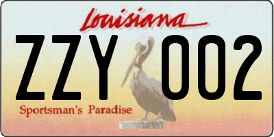 LA license plate ZZY002