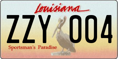 LA license plate ZZY004