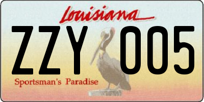 LA license plate ZZY005