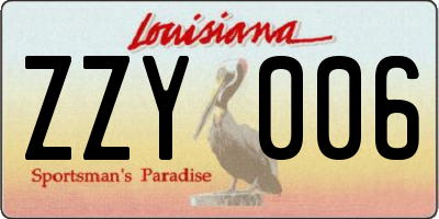 LA license plate ZZY006