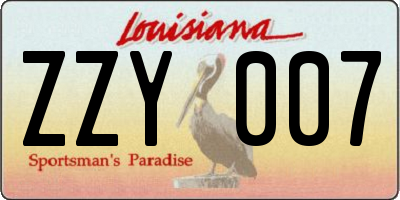 LA license plate ZZY007