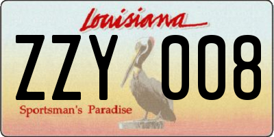 LA license plate ZZY008