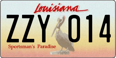 LA license plate ZZY014