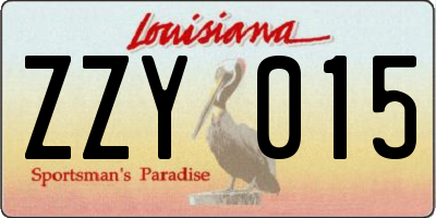 LA license plate ZZY015