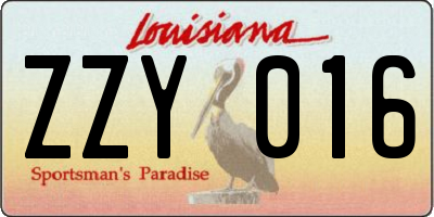 LA license plate ZZY016