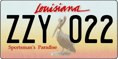 LA license plate ZZY022