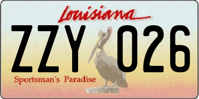 LA license plate ZZY026